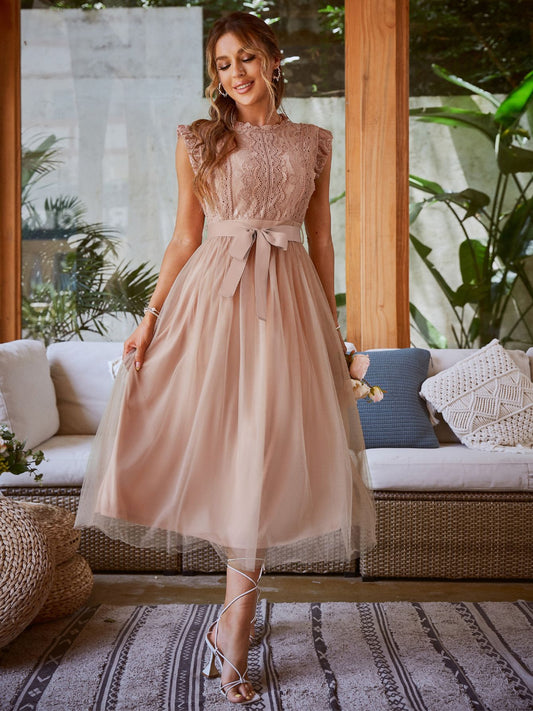 Elegant Lace Tulle Party Dress